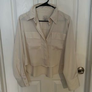 Cropped loose button down